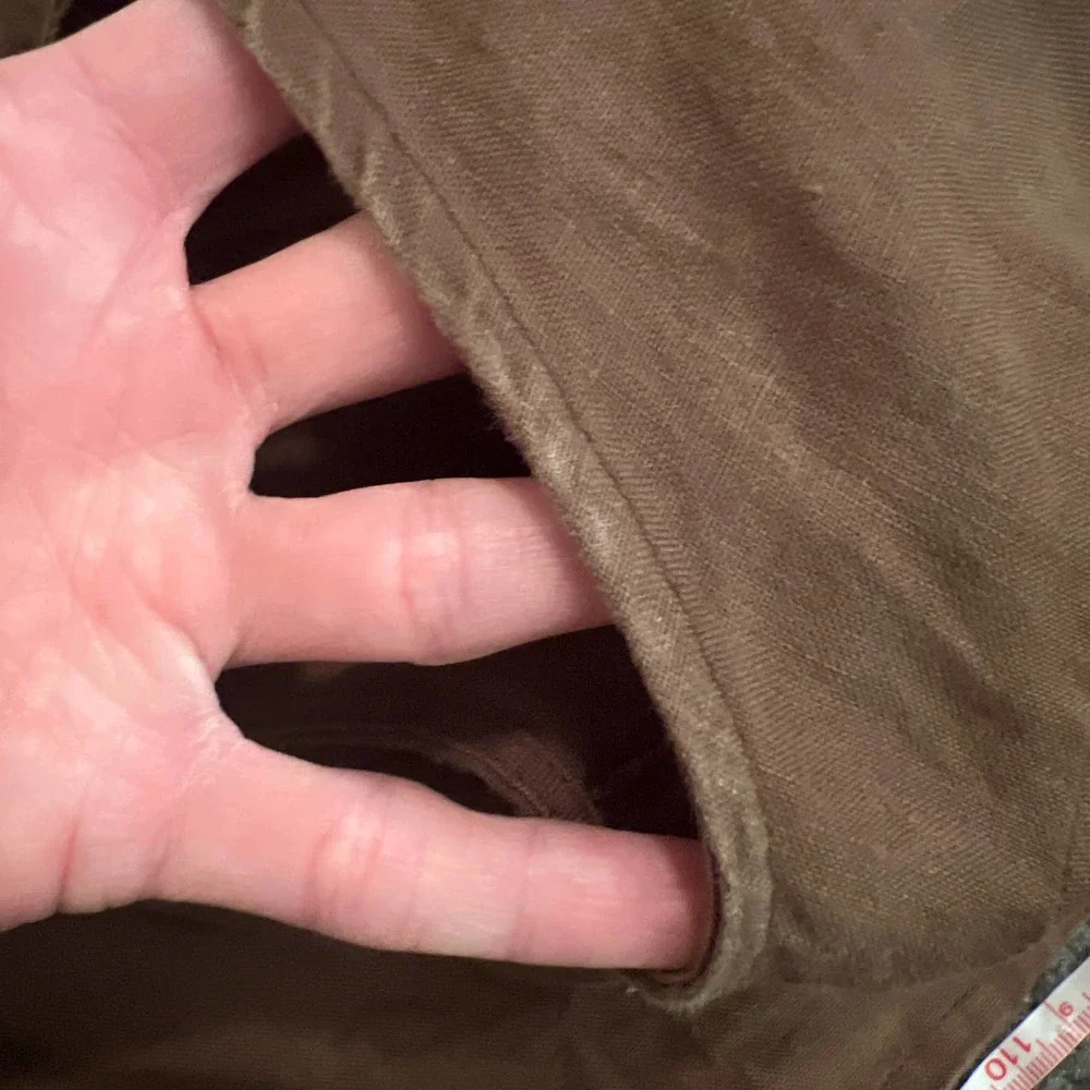 Alexandra Bartlett 100% Linen Top MEDIUM Brown Woven Summer Lagenlook Pleated - Picture 5 of 5